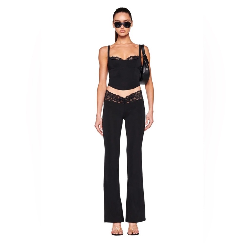 I.AM.GIA Black Lace-Trim Bootcut Pants